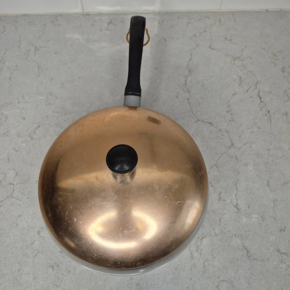Vintage Wear-Ever Hallite No. 2103 1/2 USA 3-1/2 QT Aluminum Pot w/ Copper Lid